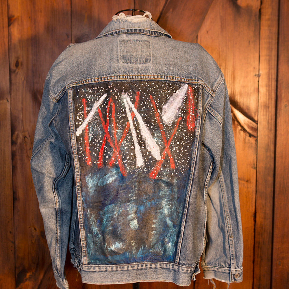 Cosmic Light Hand Painted Vintage Levis Trucker Jacket Patch Less Travelled