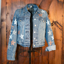 Load image into Gallery viewer, Stars and Glitter Hand Painted Vintage Levis Trucker