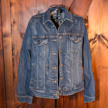 Load image into Gallery viewer, Medium Wash Levi&#39;s Trucker Customized by you with Patches, Paint and Embroidery