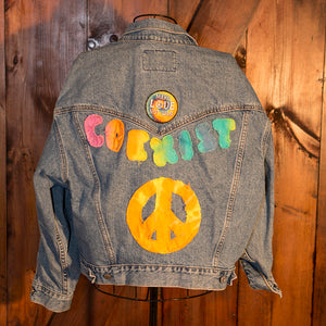 Coexist Hipster Vintage Levis Jacket with Tye die and Patches