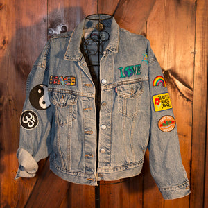 Coexist Hipster Vintage Levis Jacket with Tye die and Patches