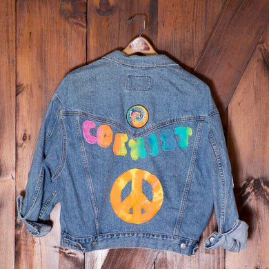 Coexist Hipster Vintage Levis Jacket with Tye die and Patches