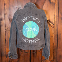 Load image into Gallery viewer, Protect Your Mother Hand Painted and Patched Vintage Trucker Jacket