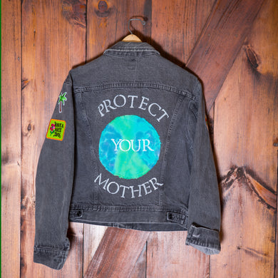 Protect Your Mother Hand Painted and Patched Vintage Trucker Jacket