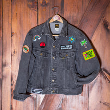 Load image into Gallery viewer, Protect Your Mother Hand Painted and Patched Vintage Trucker Jacket