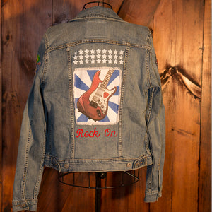 Rock On Patched, Painted and Embroidered Trucker Jacket